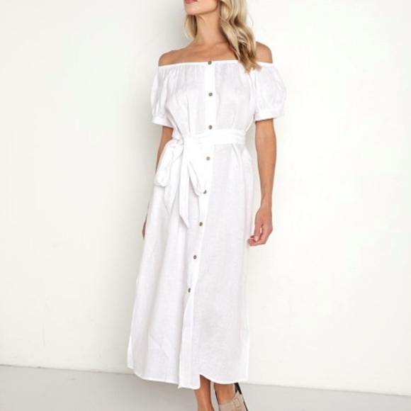 Eberjey White Linen Harper Dress NWT - Picture 1 of 4